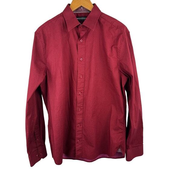 NICK GRAHAM STRETCH MODERN FIT SHIRT‎ IN RED NWOT MEN'S SIZE 15.5 34:35 M-L - Picture 1 of 12